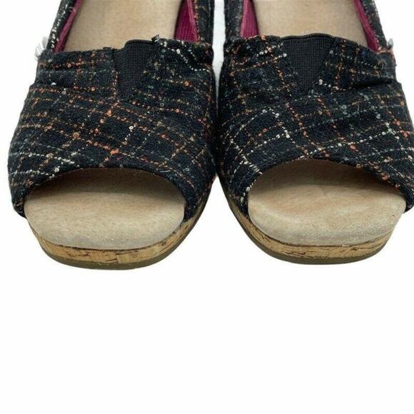 Toms Emma Classic Pump Wedge Heels Shoes Multicolor Plaid Slip On 8 M - Picture 7 of 9